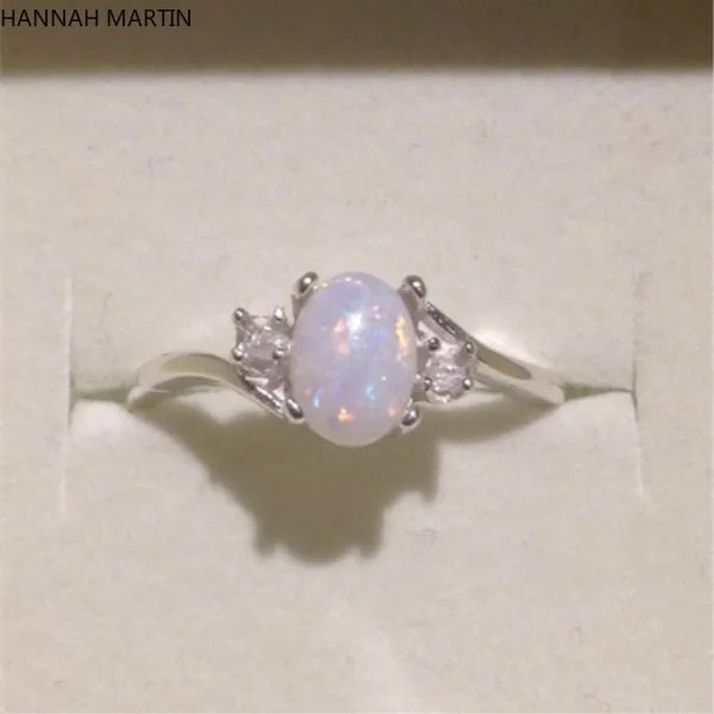 Hannah Martin Exquisite 925 Solid Sterling Silver Natural Gemstone Genuine Orange and Blue Multicolor Opal Diamond Ring Bride Wedding Engagement Fine Jewelry - WORLD TIME VISITS