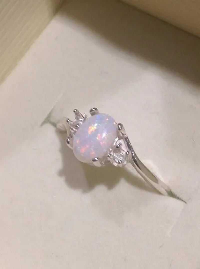Hannah Martin Exquisite 925 Solid Sterling Silver Natural Gemstone Genuine Orange and Blue Multicolor Opal Diamond Ring Bride Wedding Engagement Fine Jewelry - WORLD TIME VISITS