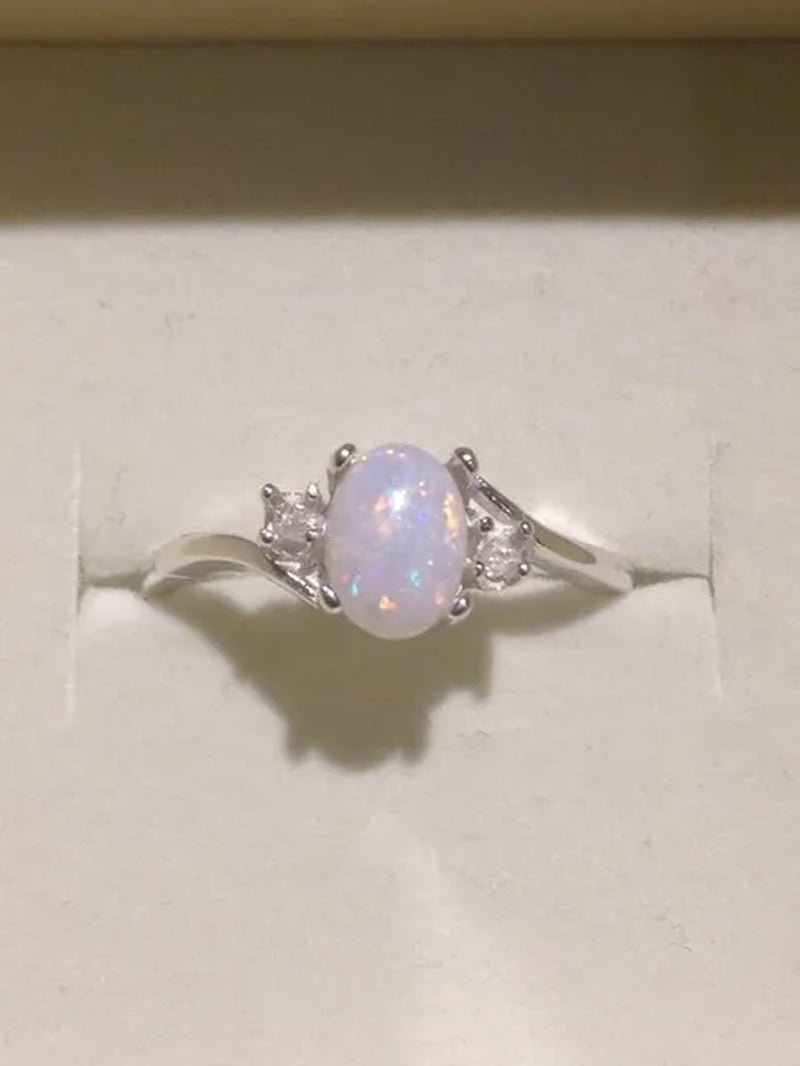 Hannah Martin Exquisite 925 Solid Sterling Silver Natural Gemstone Genuine Orange and Blue Multicolor Opal Diamond Ring Bride Wedding Engagement Fine Jewelry - WORLD TIME VISITS
