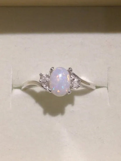 Hannah Martin Exquisite 925 Solid Sterling Silver Natural Gemstone Genuine Orange and Blue Multicolor Opal Diamond Ring Bride Wedding Engagement Fine Jewelry - WORLD TIME VISITS