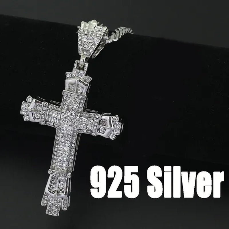 Hip hop cross exquisite men's fashion jewelry 18K gold/925 silver DIAMOND stainless steel pendant necklace - WORLD TIME VISITS