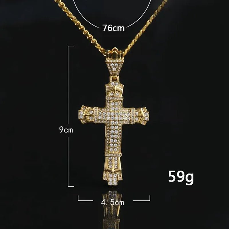 Hip hop cross exquisite men's fashion jewelry 18K gold/925 silver DIAMOND stainless steel pendant necklace - WORLD TIME VISITS