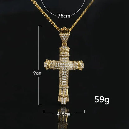 Hip hop cross exquisite men's fashion jewelry 18K gold/925 silver DIAMOND stainless steel pendant necklace - WORLD TIME VISITS
