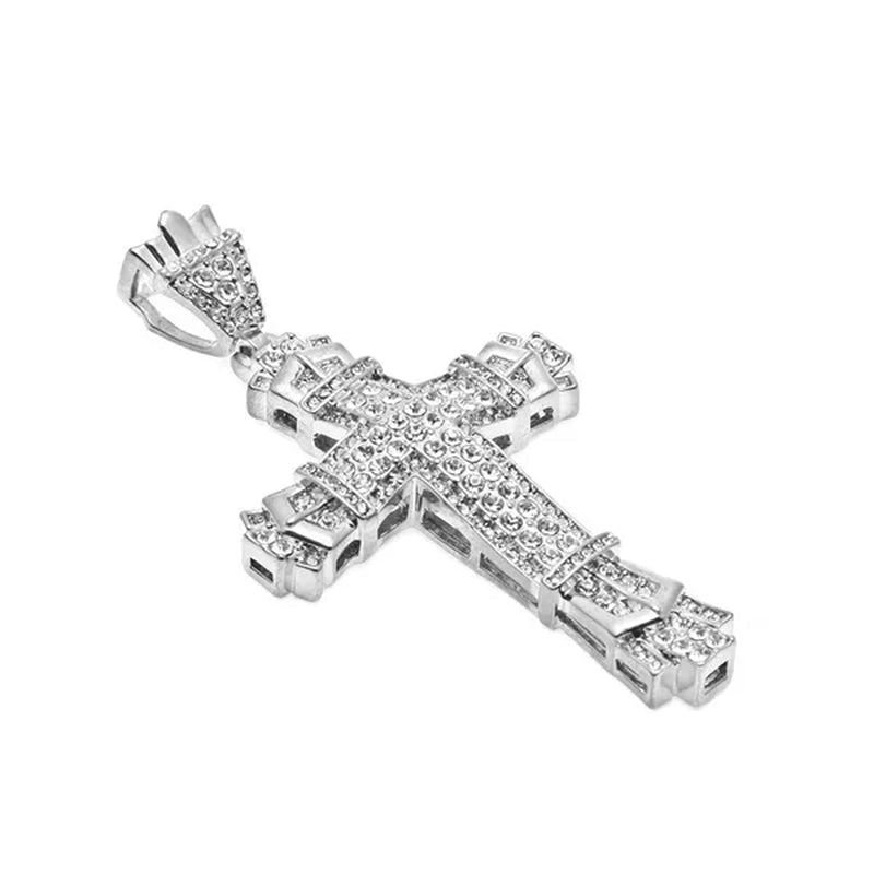 Hip hop cross exquisite men's fashion jewelry 18K gold/925 silver DIAMOND stainless steel pendant necklace - WORLD TIME VISITS