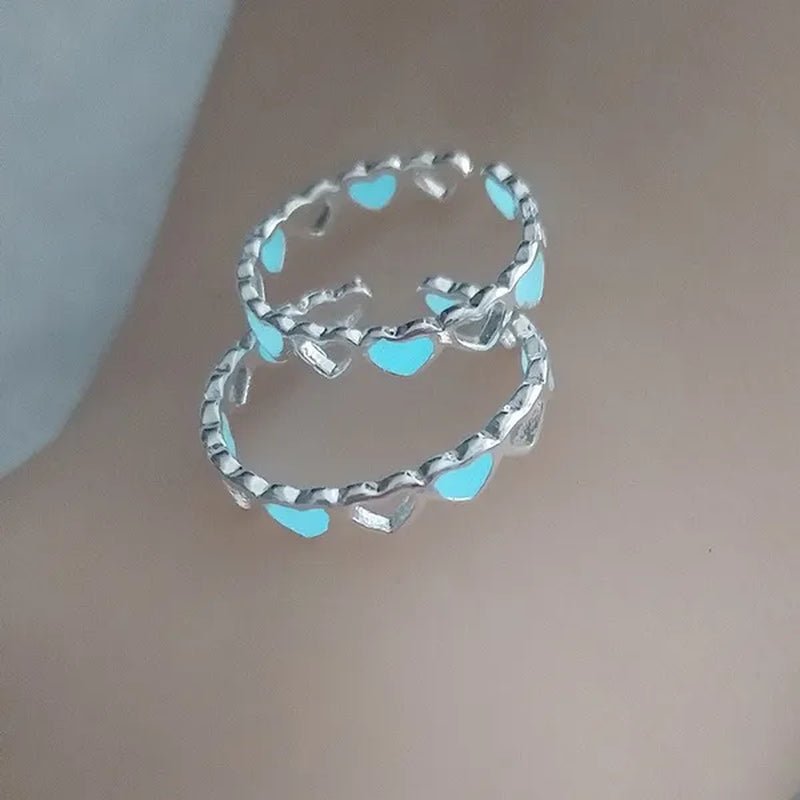 Hot Adjustable Heart Shape Luminous Ring Glow In The Dark Ring Lady Glow Hollow Heart Love - WORLD TIME VISITS