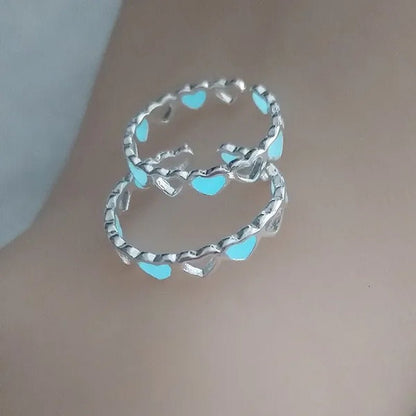 Hot Adjustable Heart Shape Luminous Ring Glow In The Dark Ring Lady Glow Hollow Heart Love - WORLD TIME VISITS