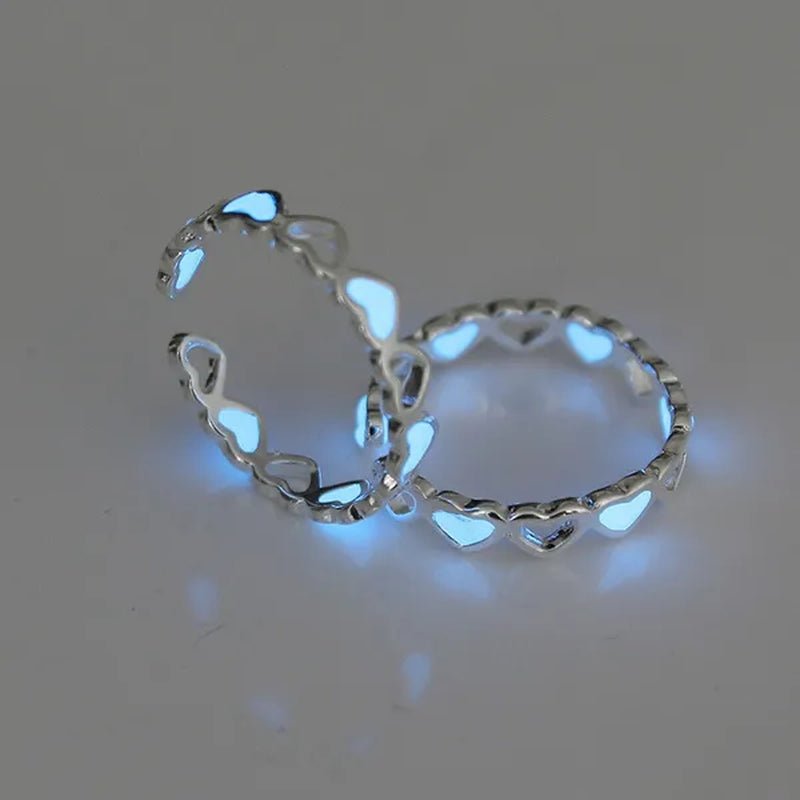 Hot Adjustable Heart Shape Luminous Ring Glow In The Dark Ring Lady Glow Hollow Heart Love - WORLD TIME VISITS