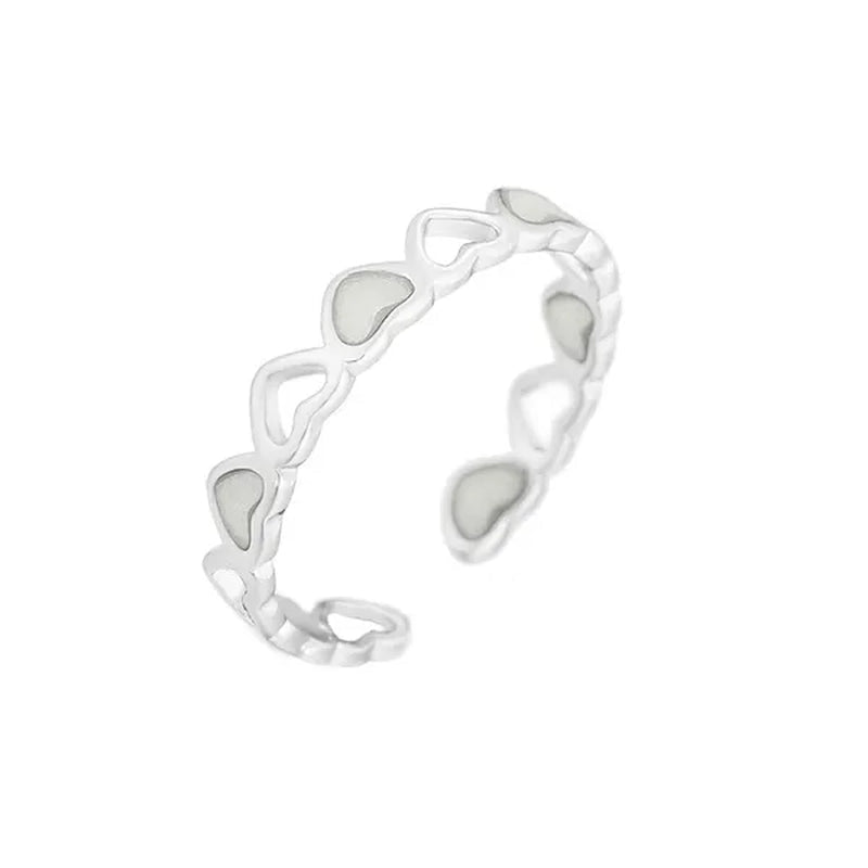 Hot Adjustable Heart Shape Luminous Ring Glow In The Dark Ring Lady Glow Hollow Heart Love - WORLD TIME VISITS
