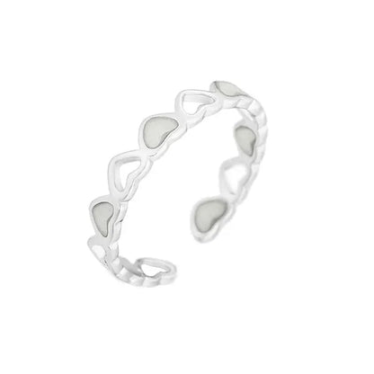Hot Adjustable Heart Shape Luminous Ring Glow In The Dark Ring Lady Glow Hollow Heart Love - WORLD TIME VISITS