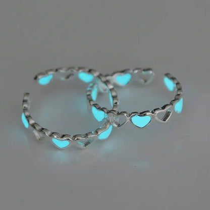 Hot Adjustable Heart Shape Luminous Ring Glow In The Dark Ring Lady Glow Hollow Heart Love - WORLD TIME VISITS