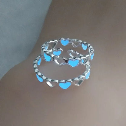 Hot Adjustable Heart Shape Luminous Ring Glow In The Dark Ring Lady Glow Hollow Heart Love - WORLD TIME VISITS