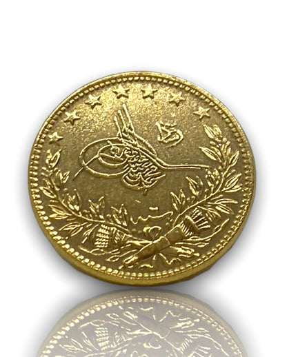 Ottoman Empire Gold Coin 1915 Mehmed V. Gold Plated 100 Kurush Coin (22Mm) REPLICA 1Pcs Masters Coins