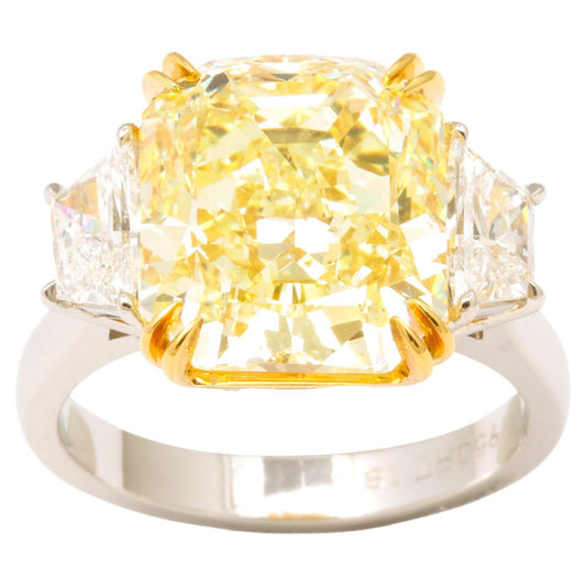 8.22 Carat Fancy Yellow Radiant Cut Diamond Engagement Ring