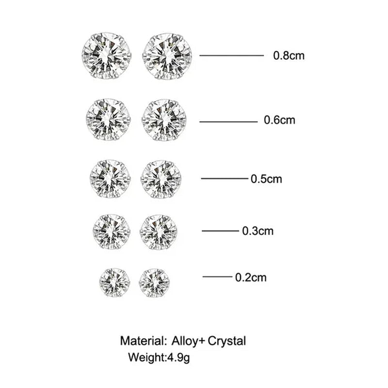 Ladies FashionSilver Stud Earrings, Ladies Earrings, Ladies Wedding Engagement Valentine's Day Jewelry Gifts (5 pairs/set) - WORLD TIME VISITS