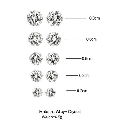 Ladies FashionSilver Stud Earrings, Ladies Earrings, Ladies Wedding Engagement Valentine's Day Jewelry Gifts (5 pairs/set) - WORLD TIME VISITS