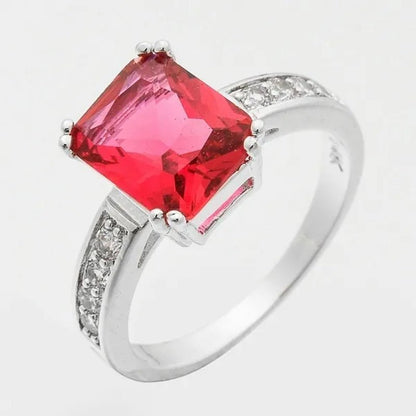 Lady Jewelry 3.99Ct Ruby Diamond 14K White Gold Ring Size6 - 10 - WORLD TIME VISITS