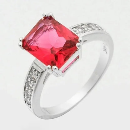 Lady Jewelry 3.99Ct Ruby Diamond 14K White Gold Ring Size6 - 10 - WORLD TIME VISITS