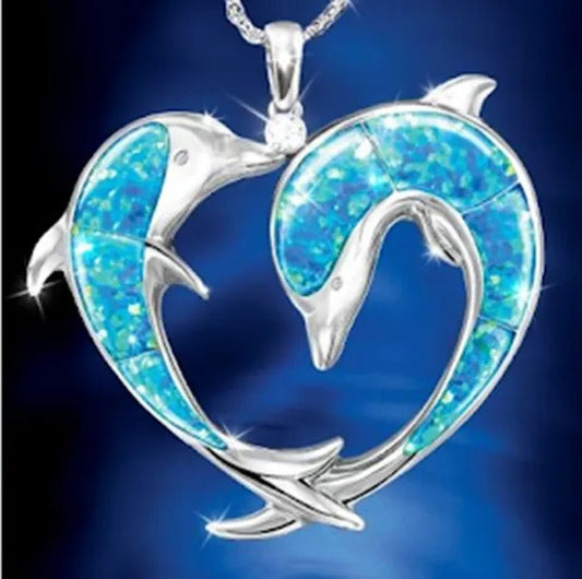 Luxury Fashion Creative Love Dolphin Necklace Natural Diamond Dolphin Pendant Women's Necklace Engagement Wedding Necklace Jewelry Lovely Animal Necklace Jewelry Birthday Party Anniversary Gift - WORLD TIME VISITS