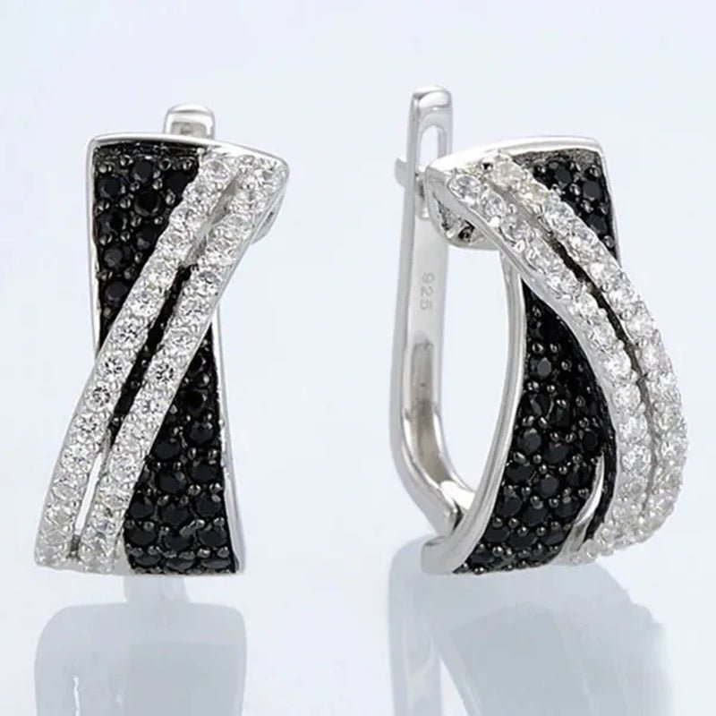 Luxury Fashion Women's Creative Cross Earrings Infinite Diamond Earrings Black and White Diamond Earrings Infinite Cross Earrings Engagement Earrings Women's Diamond Jewelry Birthday Anniversary Gift Jewelry - WORLD TIME VISITS