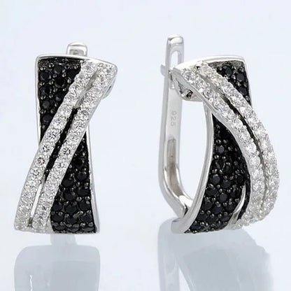 Luxury Fashion Women's Creative Cross Earrings Infinite Diamond Earrings Black and White Diamond Earrings Infinite Cross Earrings Engagement Earrings Women's Diamond Jewelry Birthday Anniversary Gift Jewelry - WORLD TIME VISITS