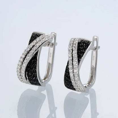 Luxury Fashion Women's Creative Cross Earrings Infinite Diamond Earrings Black and White Diamond Earrings Infinite Cross Earrings Engagement Earrings Women's Diamond Jewelry Birthday Anniversary Gift Jewelry - WORLD TIME VISITS