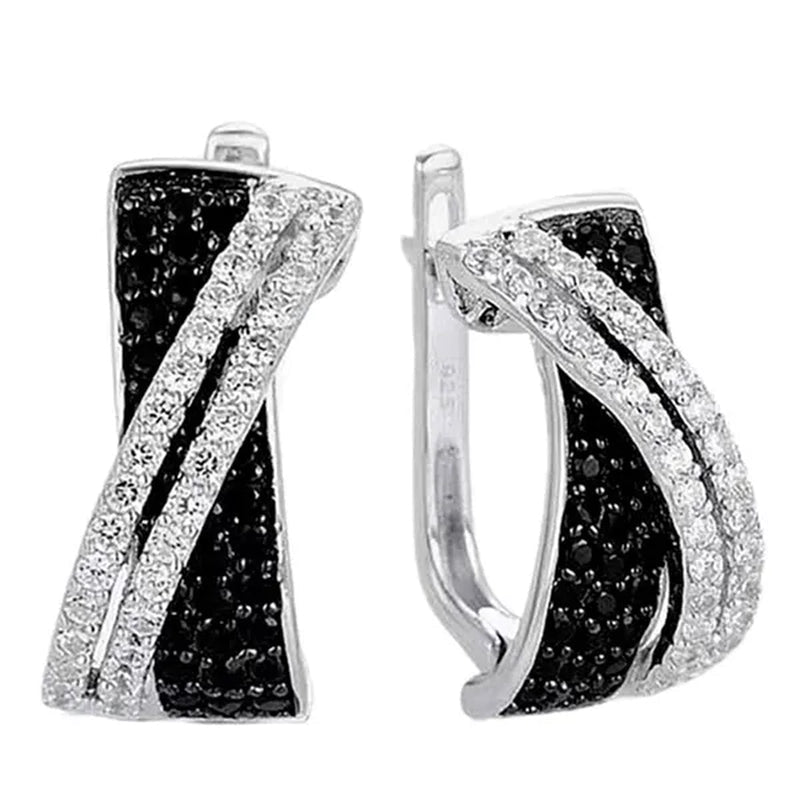 Luxury Fashion Women's Creative Cross Earrings Infinite Diamond Earrings Black and White Diamond Earrings Infinite Cross Earrings Engagement Earrings Women's Diamond Jewelry Birthday Anniversary Gift Jewelry - WORLD TIME VISITS