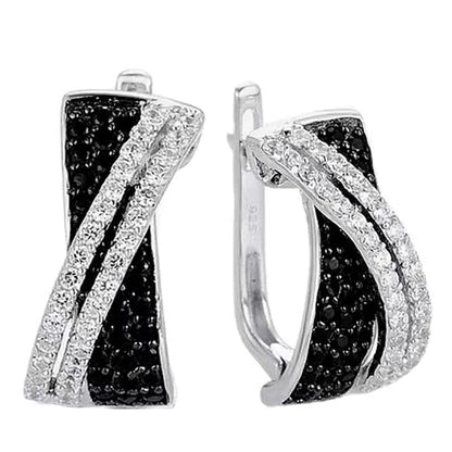 Luxury Fashion Women's Creative Cross Earrings Infinite Diamond Earrings Black and White Diamond Earrings Infinite Cross Earrings Engagement Earrings Women's Diamond Jewelry Birthday Anniversary Gift Jewelry - WORLD TIME VISITS