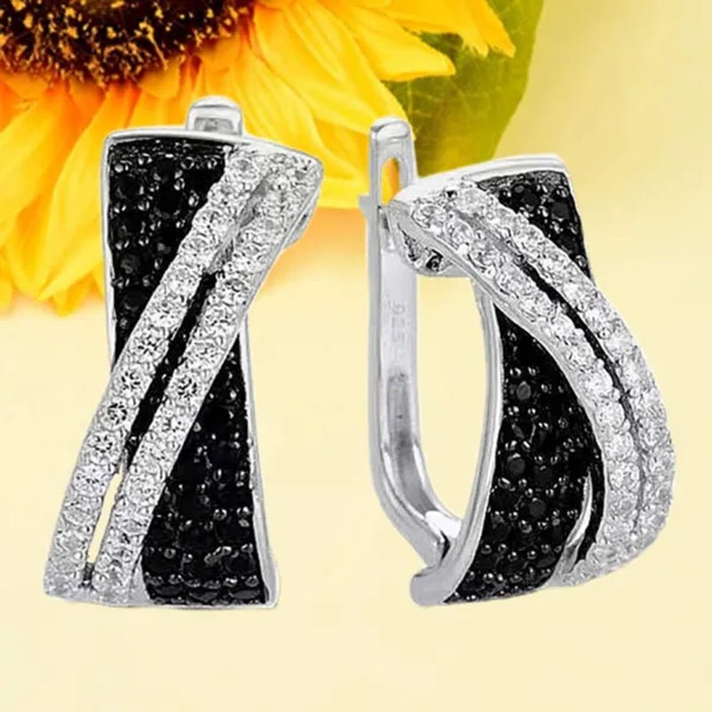 Luxury Fashion Women's Creative Cross Earrings Infinite Diamond Earrings Black and White Diamond Earrings Infinite Cross Earrings Engagement Earrings Women's Diamond Jewelry Birthday Anniversary Gift Jewelry - WORLD TIME VISITS