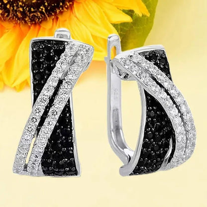 Luxury Fashion Women's Creative Cross Earrings Infinite Diamond Earrings Black and White Diamond Earrings Infinite Cross Earrings Engagement Earrings Women's Diamond Jewelry Birthday Anniversary Gift Jewelry - WORLD TIME VISITS
