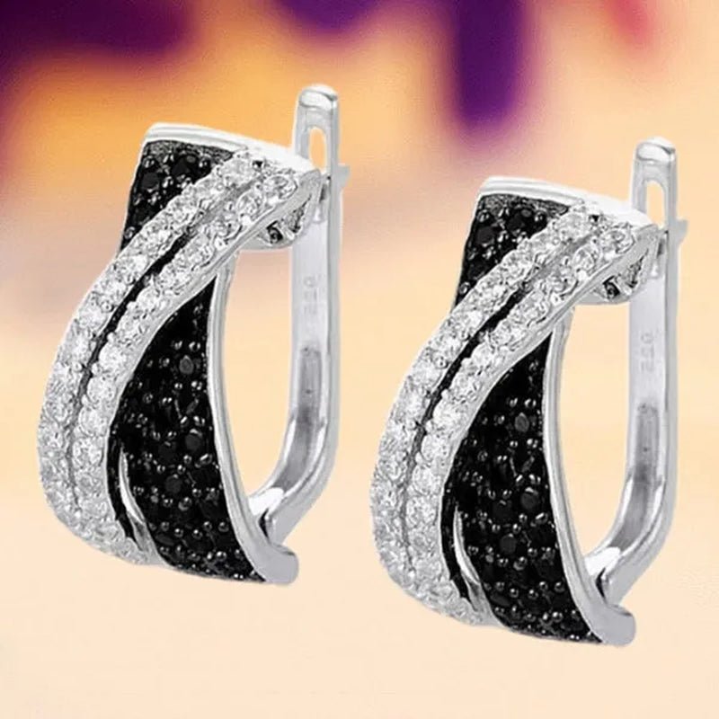 Luxury Fashion Women's Creative Cross Earrings Infinite Diamond Earrings Black and White Diamond Earrings Infinite Cross Earrings Engagement Earrings Women's Diamond Jewelry Birthday Anniversary Gift Jewelry - WORLD TIME VISITS