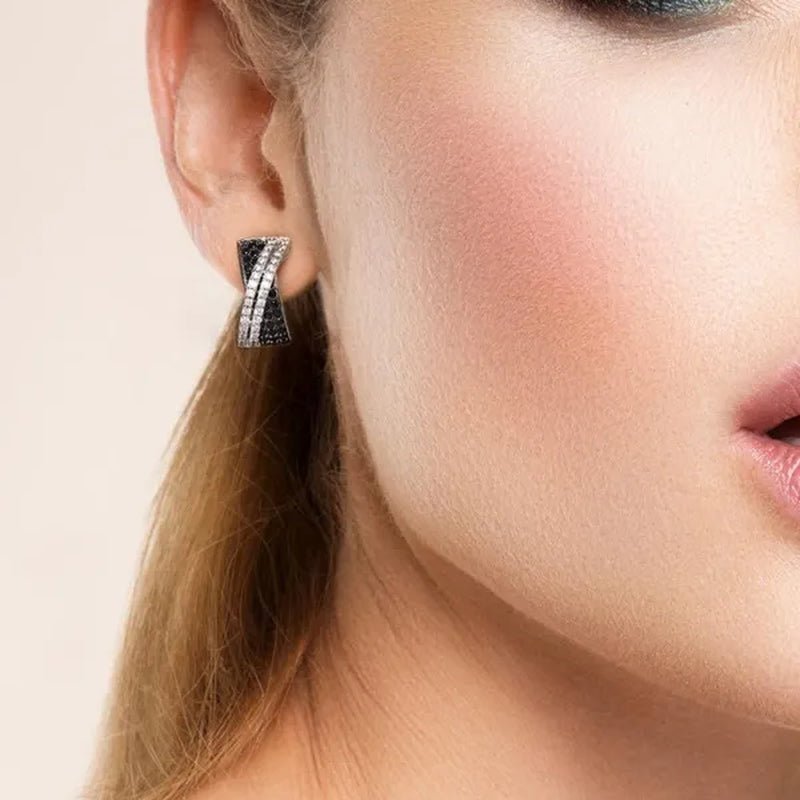 Luxury Fashion Women's Creative Cross Earrings Infinite Diamond Earrings Black and White Diamond Earrings Infinite Cross Earrings Engagement Earrings Women's Diamond Jewelry Birthday Anniversary Gift Jewelry - WORLD TIME VISITS