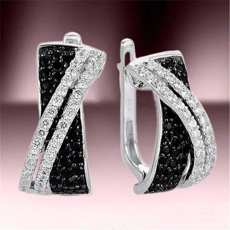 Luxury Fashion Women's Creative Cross Earrings Infinite Diamond Earrings Black and White Diamond Earrings Infinite Cross Earrings Engagement Earrings Women's Diamond Jewelry Birthday Anniversary Gift Jewelry - WORLD TIME VISITS
