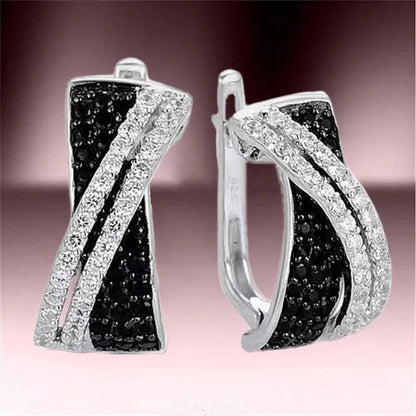 Luxury Fashion Women's Creative Cross Earrings Infinite Diamond Earrings Black and White Diamond Earrings Infinite Cross Earrings Engagement Earrings Women's Diamond Jewelry Birthday Anniversary Gift Jewelry - WORLD TIME VISITS