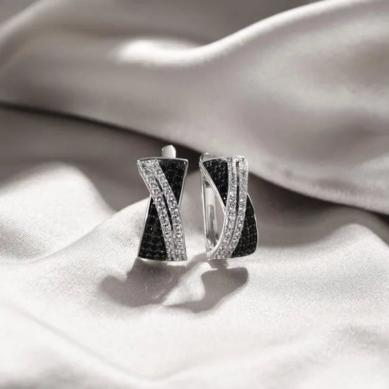 Luxury Fashion Women's Creative Cross Earrings Infinite Diamond Earrings Black and White Diamond Earrings Infinite Cross Earrings Engagement Earrings Women's Diamond Jewelry Birthday Anniversary Gift Jewelry - WORLD TIME VISITS