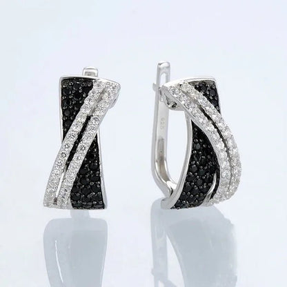 Luxury Fashion Women's Creative Cross Earrings Infinite Diamond Earrings Black and White Diamond Earrings Infinite Cross Earrings Engagement Earrings Women's Diamond Jewelry Birthday Anniversary Gift Jewelry - WORLD TIME VISITS