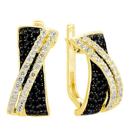 Luxury Fashion Women's Creative Cross Earrings Infinite Diamond Earrings Black and White Diamond Earrings Infinite Cross Earrings Engagement Earrings Women's Diamond Jewelry Birthday Anniversary Gift Jewelry - WORLD TIME VISITS