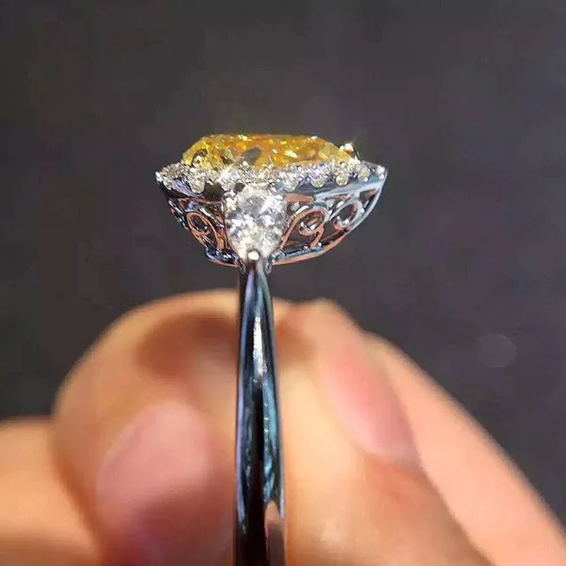 Luxury Natural Gemstones Topaz Sapphire Birthstone 925 Sterling Silver Bride Wedding Engagement Water - drop Diamond Ring Gifts - WORLD TIME VISITS