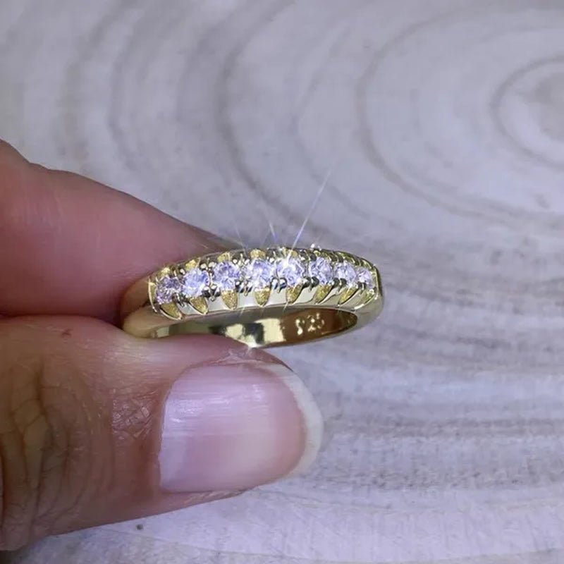 Luxury silver /18K Gold Ring 925 Sterling Silver Womens Ring White Sapphire Wedding Band Engagement Diamond Ring Fine Jewelry Christmas Gift Size:6 7 8 9 10 - WORLD TIME VISITS