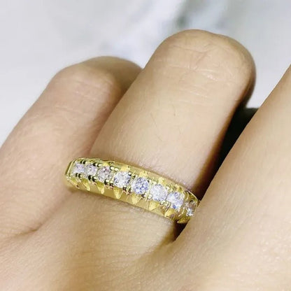 Luxury silver /18K Gold Ring 925 Sterling Silver Womens Ring White Sapphire Wedding Band Engagement Diamond Ring Fine Jewelry Christmas Gift Size:6 7 8 9 10 - WORLD TIME VISITS