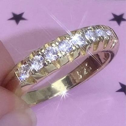 Luxury silver /18K Gold Ring 925 Sterling Silver Womens Ring White Sapphire Wedding Band Engagement Diamond Ring Fine Jewelry Christmas Gift Size:6 7 8 9 10 - WORLD TIME VISITS