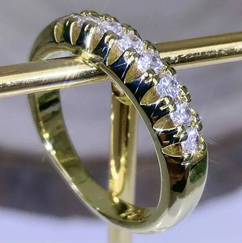 Luxury silver /18K Gold Ring 925 Sterling Silver Womens Ring White Sapphire Wedding Band Engagement Diamond Ring Fine Jewelry Christmas Gift Size:6 7 8 9 10 - WORLD TIME VISITS