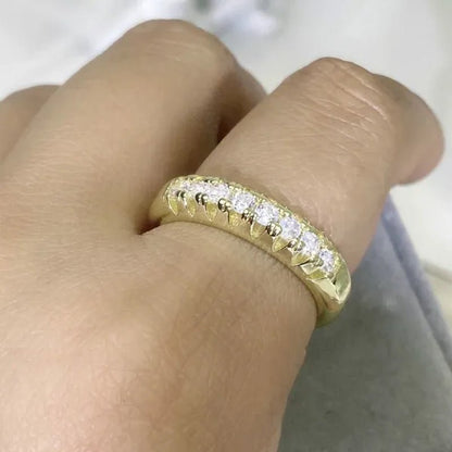 Luxury silver /18K Gold Ring 925 Sterling Silver Womens Ring White Sapphire Wedding Band Engagement Diamond Ring Fine Jewelry Christmas Gift Size:6 7 8 9 10 - WORLD TIME VISITS