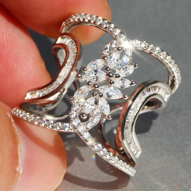Luxury Silver White Sapphire Rings Natural Gemstones Birthstone Engagement Rings Wedding Anniversary Bride Women Princess Love Cross Ring Size 6 7 8 9 10 - WORLD TIME VISITS