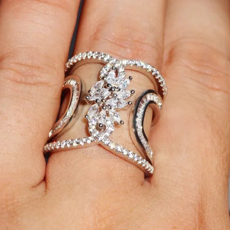 Luxury Silver White Sapphire Rings Natural Gemstones Birthstone Engagement Rings Wedding Anniversary Bride Women Princess Love Cross Ring Size 6 7 8 9 10 - WORLD TIME VISITS