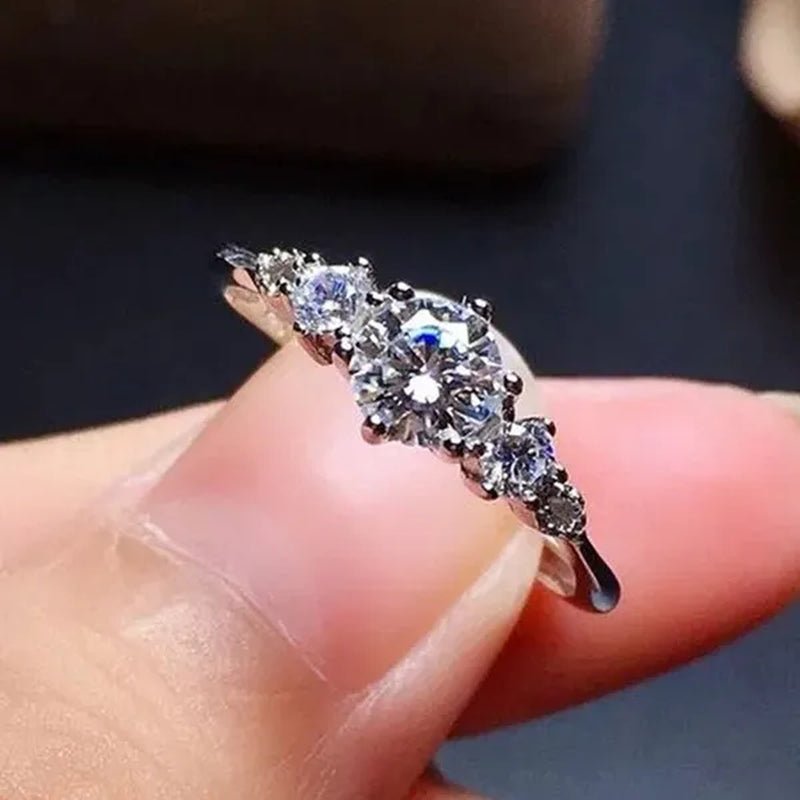 Luxury Women's Fashion Silver Color Ring Round Cut Cubic Zirconia Engagement Party Wedding Promise Rings Anniversary Gifts - WORLD TIME VISITS