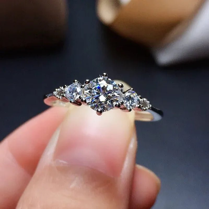 Luxury Women's Fashion Silver Color Ring Round Cut Cubic Zirconia Engagement Party Wedding Promise Rings Anniversary Gifts - WORLD TIME VISITS
