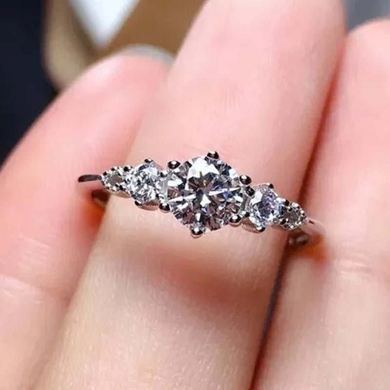 Luxury Women's Fashion Silver Color Ring Round Cut Cubic Zirconia Engagement Party Wedding Promise Rings Anniversary Gifts - WORLD TIME VISITS