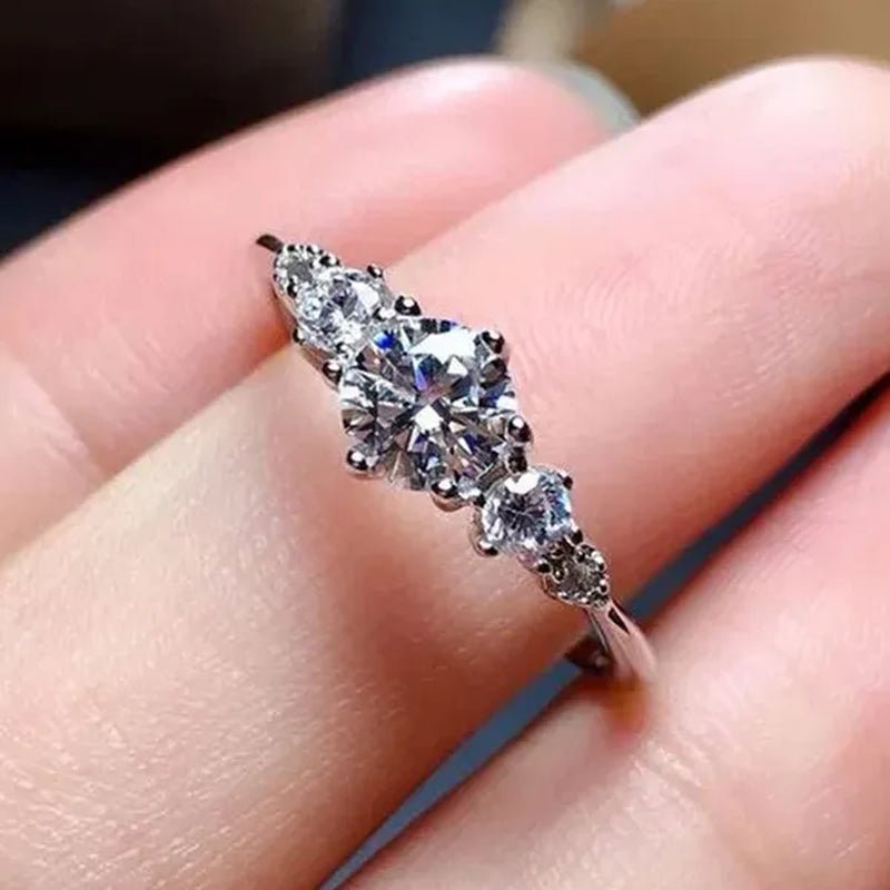 Luxury Women's Fashion Silver Color Ring Round Cut Cubic Zirconia Engagement Party Wedding Promise Rings Anniversary Gifts - WORLD TIME VISITS