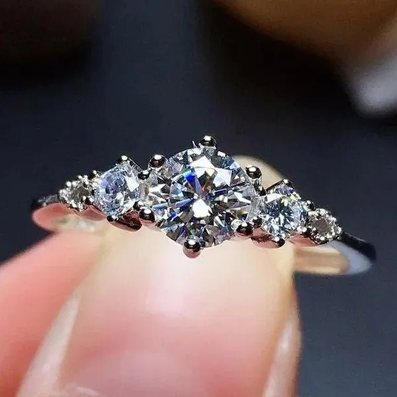 Luxury Women's Fashion Silver Color Ring Round Cut Cubic Zirconia Engagement Party Wedding Promise Rings Anniversary Gifts - WORLD TIME VISITS