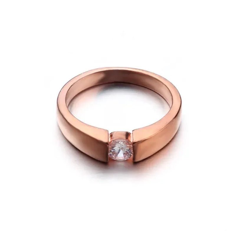 Mens Ring Classic Zircon Rings Bride Wedding Rings Rose Gold Colour Rings Silver Plated Rings Party Gift Rings for Men Finger Jewelry - WORLD TIME VISITS